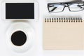 Contemporary white workspace with objects Royalty Free Stock Photo