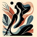 Contemporary woman silhouette vector illustration. female body in abst