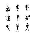 Contemporary woman silhouette vector illustration set. Nude female body, abstract pose, feminine figure composition with Royalty Free Stock Photo