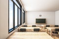 Contemporary wooden classroom