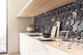 Contemporary wooden kitchen studio interor