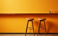 Contemporary Yellow Bar Stool on the Wall -Generative Ai Royalty Free Stock Photo