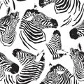 Contemporary zebra seamless patter. Black and White Fabric Pattern Design. Illustration of seamless zebra pattern