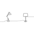 contemporer lamp and modern lamp continuous line Lamps set. Set of simple linear doodle table and floor lamps Royalty Free Stock Photo