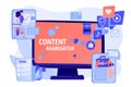 Content aggregator concept vector illustration