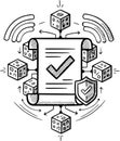 content authenticity and blockchain provenance provenance hand drawn sketch Royalty Free Stock Photo
