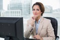 Content businesswoman looking at camera Royalty Free Stock Photo