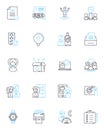 Content control linear icons set. Censorship, Moderation, Editing, Filtering, Supervision, Oversight, Screening line