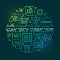 Content Creation vector round colored linear illustration Royalty Free Stock Photo