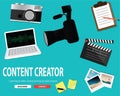 Content creator flat design banner concept, Banner design Royalty Free Stock Photo