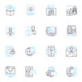 Content creator linear icons set. Influencer, Vlogger, Blogger, Creator, Producer, Writer, Photographer line vector and