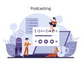 Content creators broadcast engaging audio, showcasing diverse discussions and digital interaction