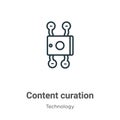 Content curation outline vector icon. Thin line black content curation icon, flat vector simple element illustration from editable Royalty Free Stock Photo