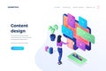 Content design landing page vector template isometric illustration
