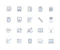 Content editing line icons collection. Revision, Rewriting, Refining, Polishing, Proofreading, Perfecting, Consistency