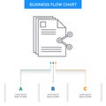 content, files, sharing, share, document Business Flow Chart Design with 3 Steps. Line Icon For Presentation Background Template Royalty Free Stock Photo