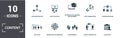 Content icon set. Contain filled flat content optimization, content creator, viral marketing, viral, split testing, agile icons. Royalty Free Stock Photo