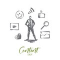 Content, internet, media, strategy, network concept. Hand drawn isolated vector.