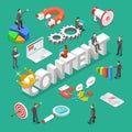 Content is king flat isometric vector concept.