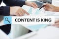 Content is king text in search bar. Business, technology and internet concept. Digital marketing. Royalty Free Stock Photo