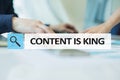 Content is king text in search bar. Business, technology and internet concept. Digital marketing. Royalty Free Stock Photo