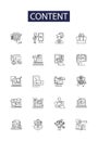 Content line vector icons and signs. Writing, Communication, Blogging, Editing, Publishing, Narrative, Journalism