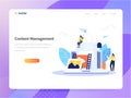 Content Management concept in flat design. Creating, marketing and sharing of digital - vector illustration. Royalty Free Stock Photo