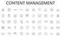 Content management line icons collection. Mentoring, Directing, Steering, Navigating, Supervising, Instructing, Leading