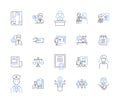Content management line icons collection. Organization, Creation, Publishing, Workflow, Collaboration, Accessibility