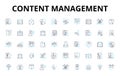 Content management linear icons set. Organization, Collaboration, Workflow, Efficiency, Integration, Framework Royalty Free Stock Photo