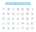 Content management linear icons set. Organization, Collaboration, Workflow, Efficiency, Integration, Framework Royalty Free Stock Photo