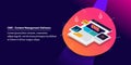 Content management system, cms software, internet and technology concept. Isometric design web banner template with text. Royalty Free Stock Photo