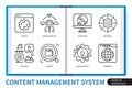 Content management system infographics linear elements set Royalty Free Stock Photo