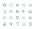 Content management system line icons collection. Platform, Website, Database, Admin, Access, Template, Publishing vector