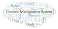 Content Management System word cloud, made with text only. Royalty Free Stock Photo