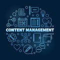 Content Management vector circular outline blue illustration Royalty Free Stock Photo
