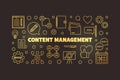 Content Management vector golden outline horizontal banner Royalty Free Stock Photo