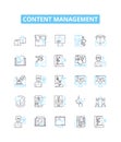 Content management vector line icons set. Content, Management, System, CMS, Digital, Create, Store illustration outline Royalty Free Stock Photo