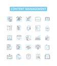 Content management vector line icons set. Content, Management, System, CMS, Digital, Create, Store illustration outline Royalty Free Stock Photo