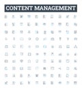 Content management vector line icons set. Content, Management, System, CMS, Digital, Create, Store illustration outline Royalty Free Stock Photo