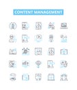 Content management vector line icons set. Content, Management, System, CMS, Digital, Create, Store illustration outline Royalty Free Stock Photo