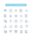 Content management vector line icons set. Content, Management, System, CMS, Digital, Create, Store illustration outline Royalty Free Stock Photo