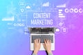 Content marketing concept with person using laptop Royalty Free Stock Photo