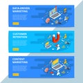 Content marketing isometric vector web banners. Business sale st Royalty Free Stock Photo