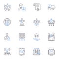 Content marketing line icons collection. Strategy, Blog, Social media, ROI, Engagement, Branding, Target audience vector