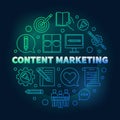 Content Marketing round vector colored illustration