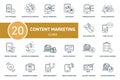 Content Marketing set icon. Contains content marketing illustrations such as marketing automation, ad blocker, social Royalty Free Stock Photo