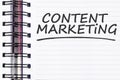 Content marketing words on spring note book Royalty Free Stock Photo
