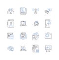 Content media line icons collection. Video, Audio, Text, Graphics, Animation, Image, Podcast vector and linear
