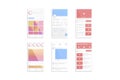 Content and profile grid interface frame mockup, different types